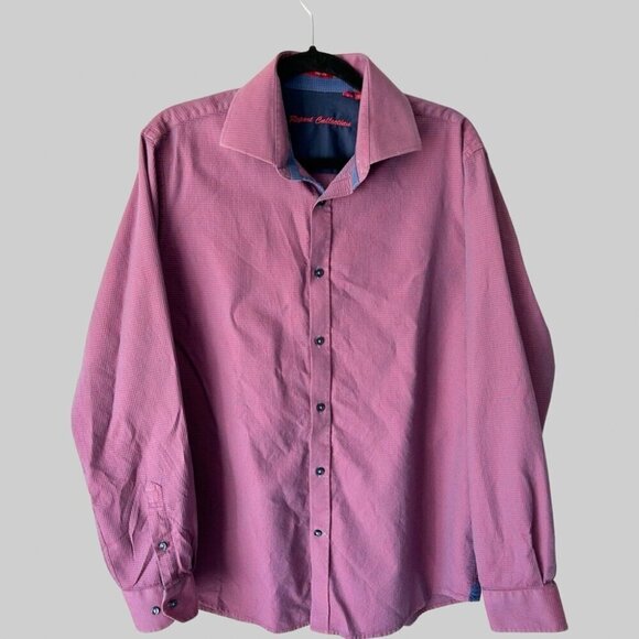 Report Collection Purple Waffle Pattern Pattern Button Down  Shirt - Picture 1 of 16